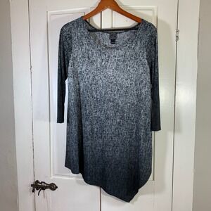 Clara Sun Woo Tunic Top Small Gray Black Ombre Asymmetrical Hem Made USA Comfort